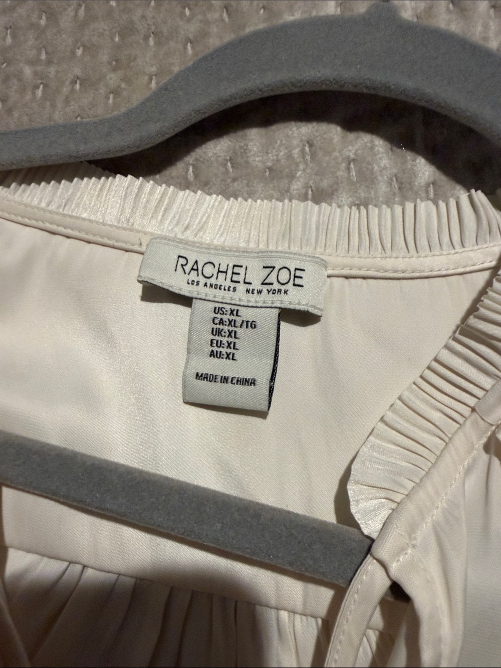 Rachel Roe Cream Tie-Neck Ruffle Sleeve Blouse - Picture 3 of 4